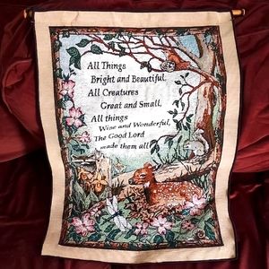 Wildlife with Saying Hanging Tapestry. Multicolor, Size: 25H x 17 W.